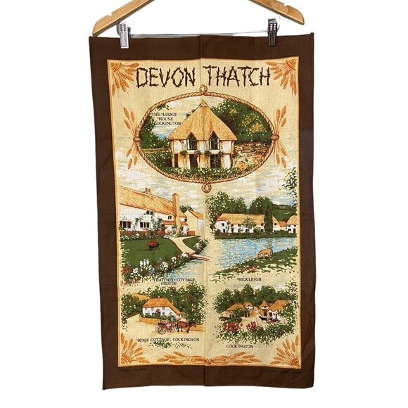 Vintage Other - Vintage Britain Cotton Decorative Devonthatch Tea Towel